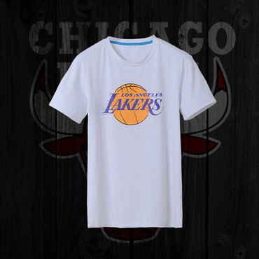 Lakers Fresh Logo White Men's Short Sleeve T-Shirt Lakers Fresh Logo White Men's Short Sleeve T-Shirt