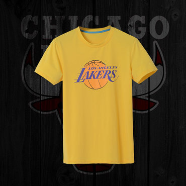 Lakers Fresh Logo Yellow Men's Short Sleeve T-Shirt Lakers Fresh Logo Yellow Men's Short Sleeve T-Shirt