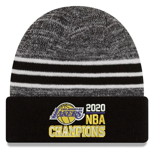 Lakers Team Logo Black 2020 NBA Finals Champions Pom Cuffed Knit Hat SG Lakers Team Logo Black 2020 NBA Finals Champions Pom Cuffed Knit Hat SG