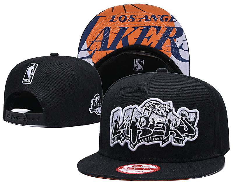 Lakers Team Logo Black Adjustable Hat GS