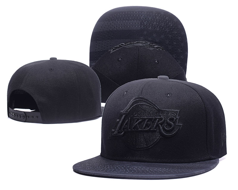 Lakers Team Logo Black Mitchell & Ness Adjustable Hat GS