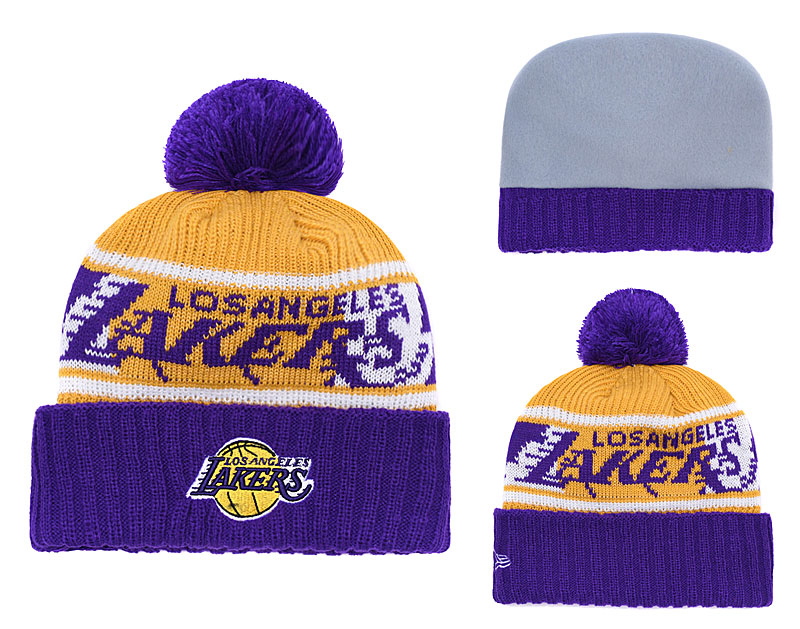 Lakers Team Logo Purple Knit Hat YD