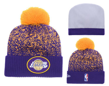 Lakers Team Logo Purple Knit Hat YD2