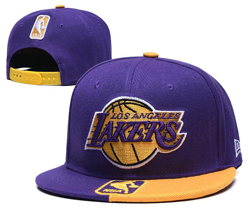 Lakers Team Logo Purple Yellow Adjustable Hat GS