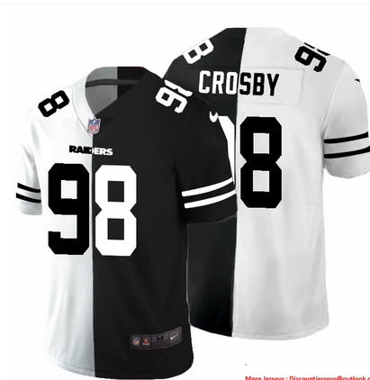 Las Vegas Raiders #98 Maxx Crosby Men's Black V White Peace Split Nike Vapor Untouchable Limited NFL Jersey