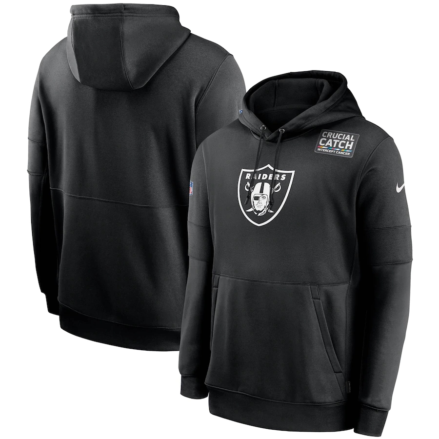 Las Vegas Raiders 2020 NFL Crucial Catch Sideline Performance Pullover Hoodie Black