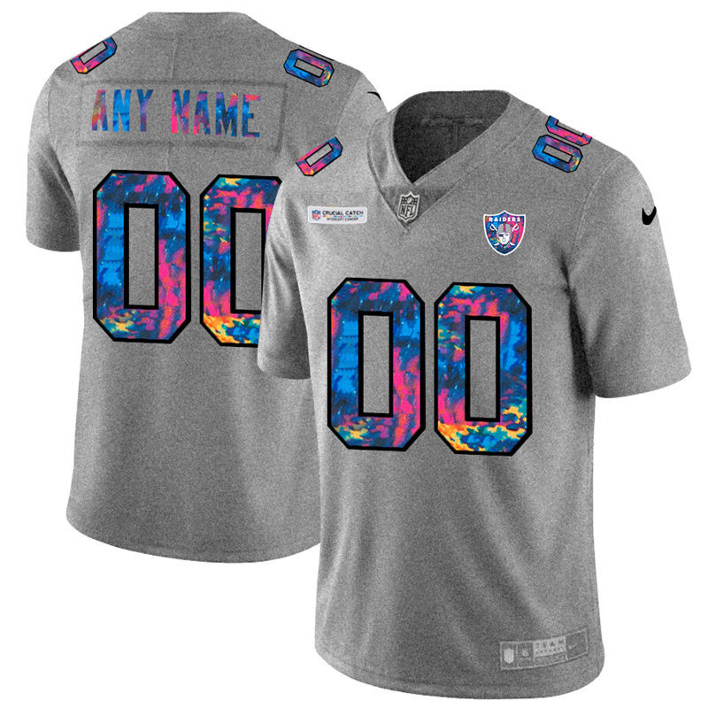 Las Vegas Raiders Custom Men's Nike Multi-Color 2020 NFL Crucial Catch Vapor Untouchable Limited Jersey Greyheather Las Vegas Raiders Custom Men's Nike Multi-Color 2020 NFL Crucial Catch Vapor Untouchable Limited Jersey Greyheather