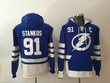 Lightning 91 Steven Stamkos Blue All Stitched Hooded Sweatshirt Lightning 91 Steven Stamkos Blue All Stitched Hooded Sweatshirt