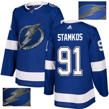 Lightning 91 Steven Stamkos Blue With Special Glittery Logo Adidas Jersey Lightning 91 Steven Stamkos Blue With Special Glittery Logo Adidas Jersey