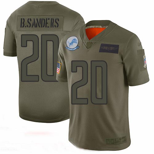 Lions #20 Barry Sanders Camo Men's Stitched Football Limited 2019 Salute To Service Jersey