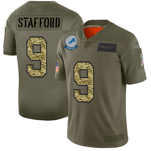 Lions #9 Matthew Stafford Olive Camo Men's Stitched Football Limited 2019 Salute To Service Jersey Lions #9 Matthew Stafford Olive Camo Men's Stitched Football Limited 2019 Salute To Service Jersey