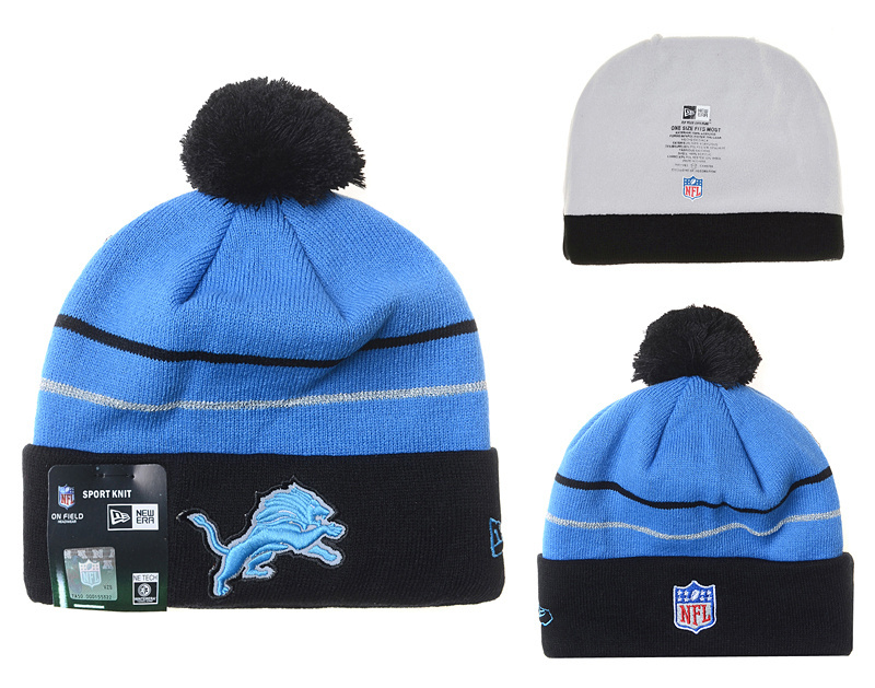 Lions Fresh Logo Blue Pom Knit Hat YD
