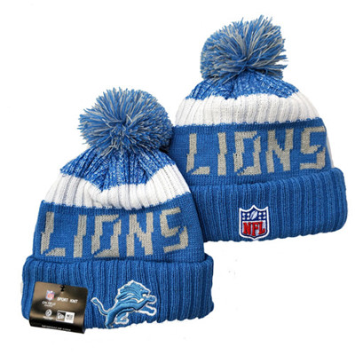 Lions Team Logo Blue Pom Knit Hat YD1