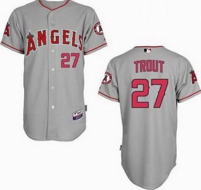 Los Angeles Angels #27 Mike Trout Grey MLB Jerseys