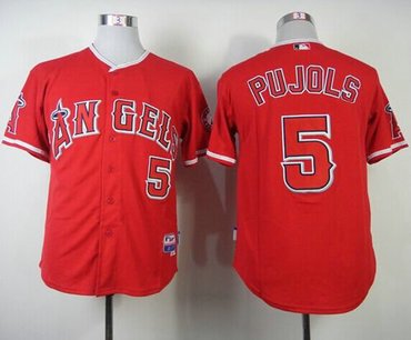Los Angeles Angels #5 Albert Pujols Red Cool Base Baseball Jersey
