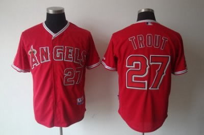 Los Angeles Angels 27# Mike Trout Red MLB Jerseys
