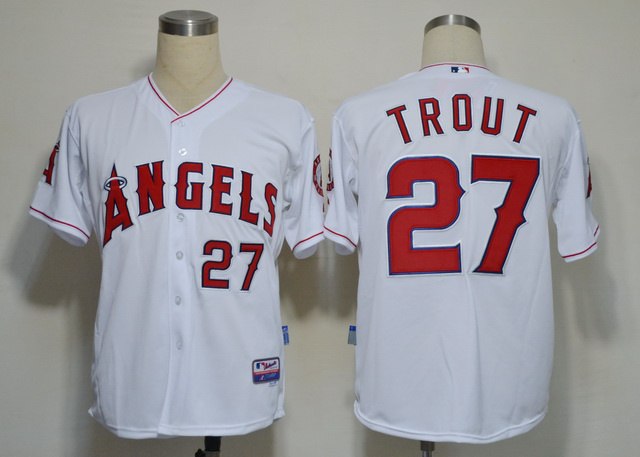 Los Angeles Angels 27 Mike Trout White MLB Jerseys