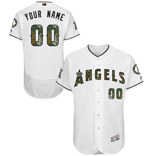 Los Angeles Angels White Memorial Day Men's Flexbase Customized Jersey Los Angeles Angels White Memorial Day Men's Flexbase Customized Jersey