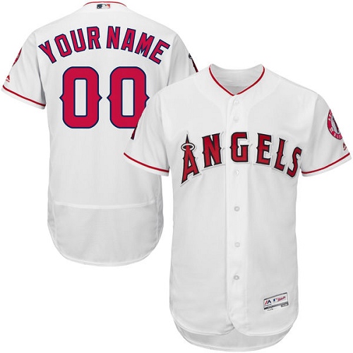 Los Angeles Angels White Men's Customized Flexbase Jersey Los Angeles Angels White Men's Customized Flexbase Jersey