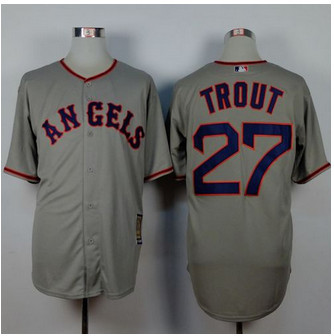 Los Angeles Angels of Anaheim #27 Mike Trout Grey 1965 Turn Back The Clock Stitched Baseball Jersey