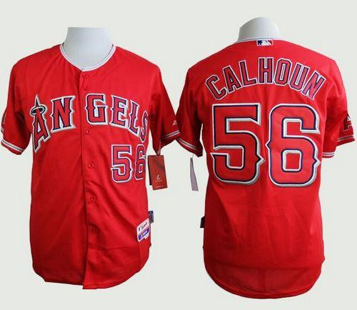 Los Angeles Angels of Anaheim #56 Kole Calhoun Red Cool Base Stitched Baseball Jersey