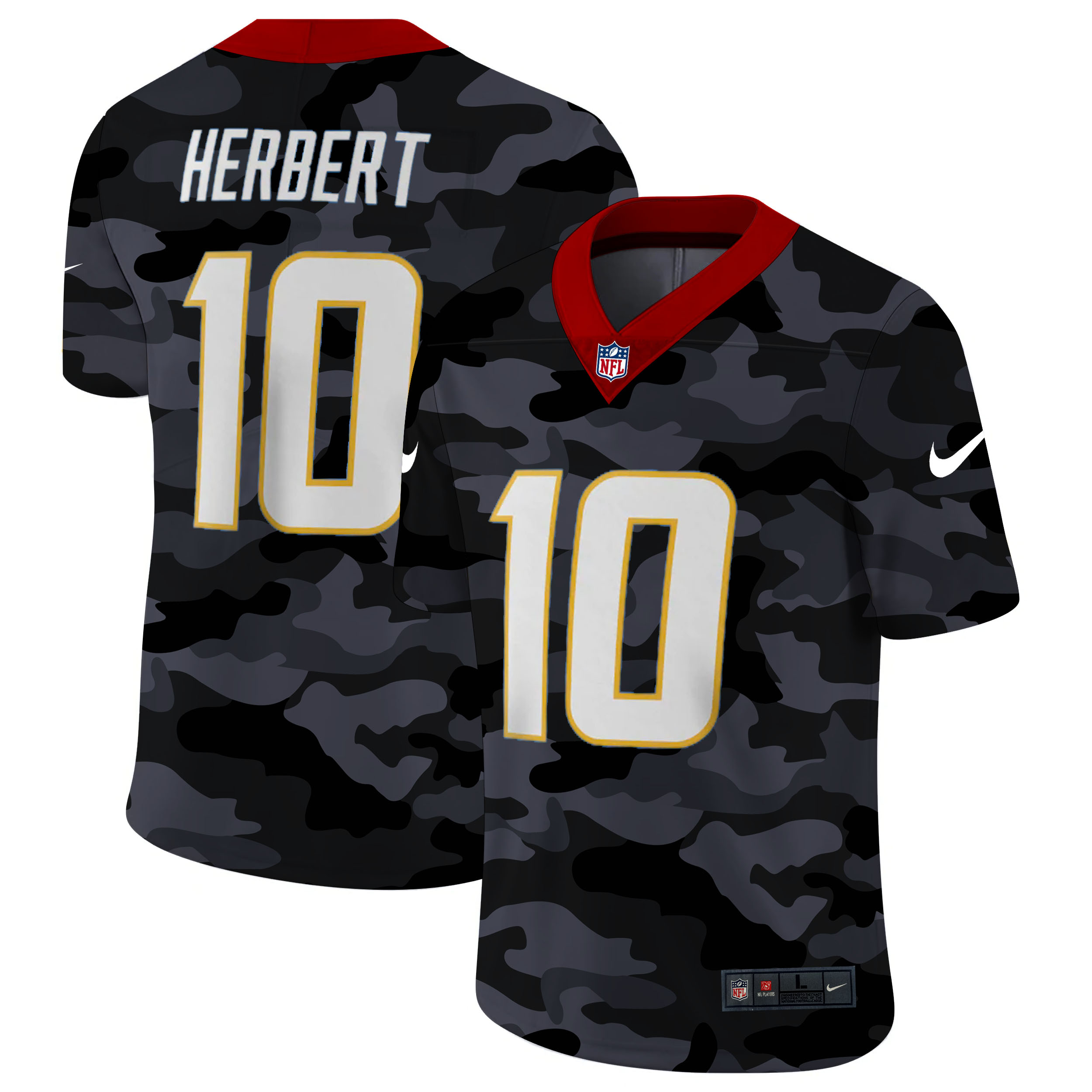 Los Angeles Chargers #10 Justin Herbert Men's Nike 2020 Black CAMO Vapor Untouchable Limited Stitched NFL Jersey Los Angeles Chargers #10 Justin Herbert Men's Nike 2020 Black CAMO Vapor Untouchable Limited Stitched NFL Jersey