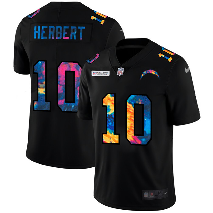 Los Angeles Chargers #10 Justin Herbert Men's Nike Multi-Color Black 2020 NFL Crucial Catch Vapor Untouchable Limited Jersey Los Angeles Chargers #10 Justin Herbert Men's Nike Multi-Color Black 2020 NFL Crucial Catch Vapor Untouchable Limited Jersey