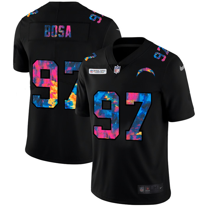 Los Angeles Chargers #97 Joey Bosa Men's Nike Multi-Color Black 2020 NFL Crucial Catch Vapor Untouchable Limited Jersey Los Angeles Chargers #97 Joey Bosa Men's Nike Multi-Color Black 2020 NFL Crucial Catch Vapor Untouchable Limited Jersey