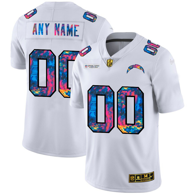 Los Angeles Chargers Custom Men's White Nike Multi-Color 2020 NFL Crucial Catch Limited NFL Jersey Los Angeles Chargers Custom Men's White Nike Multi-Color 2020 NFL Crucial Catch Limited NFL Jersey