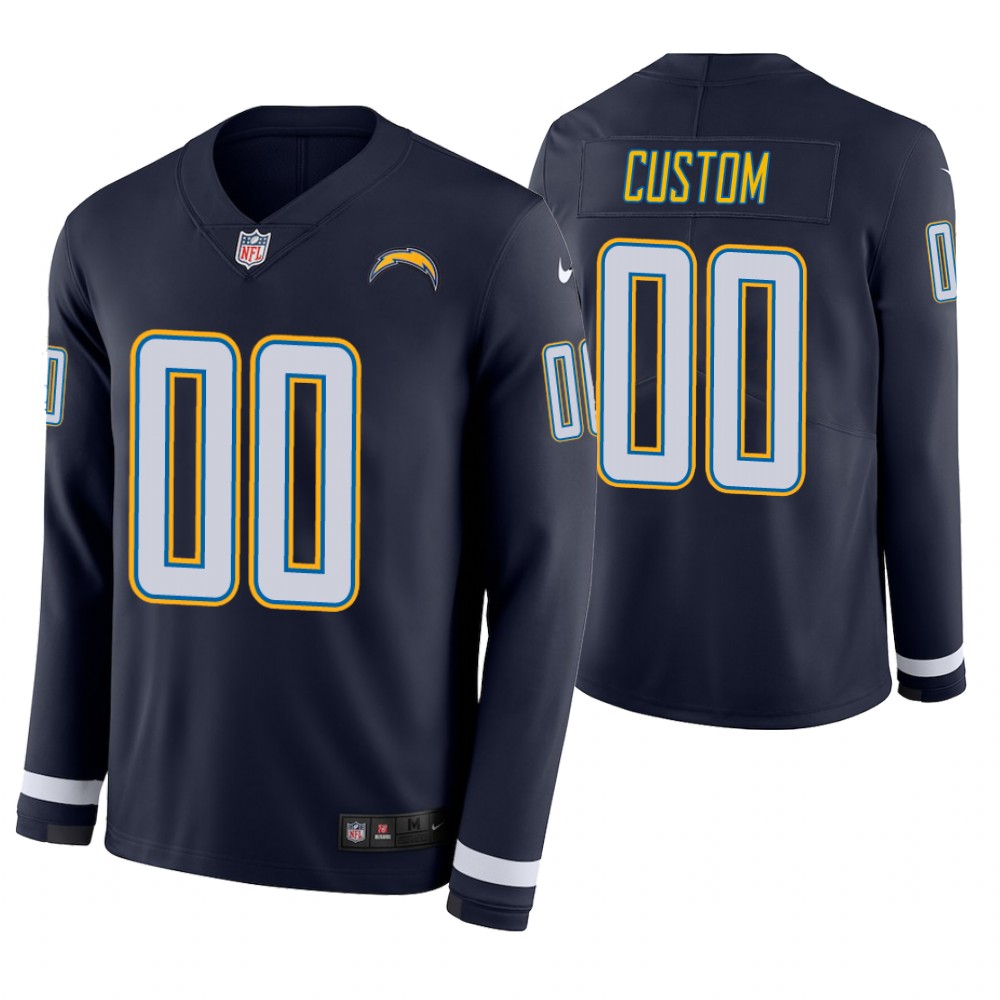 Los Angeles Chargers Custom Navy Therma Long Sleeve Jersey Los Angeles Chargers Custom Navy Therma Long Sleeve Jersey