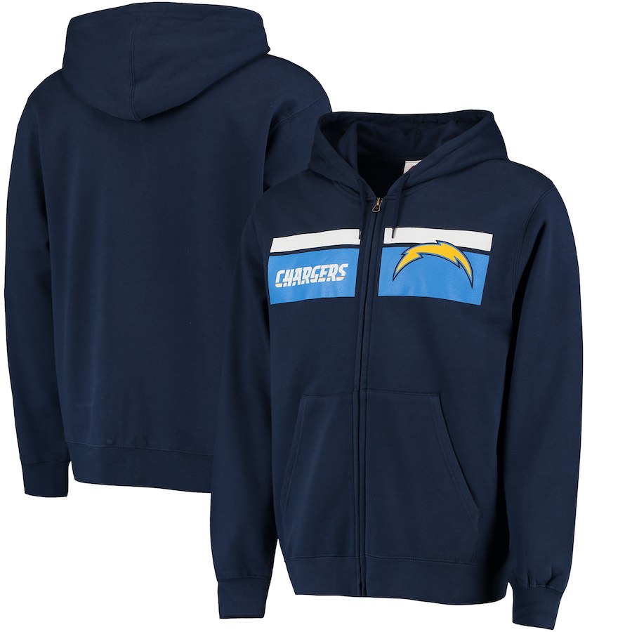 Los Angeles Chargers Majestic Touchback Full Zip Hoodie Navy Los Angeles Chargers Majestic Touchback Full Zip Hoodie Navy