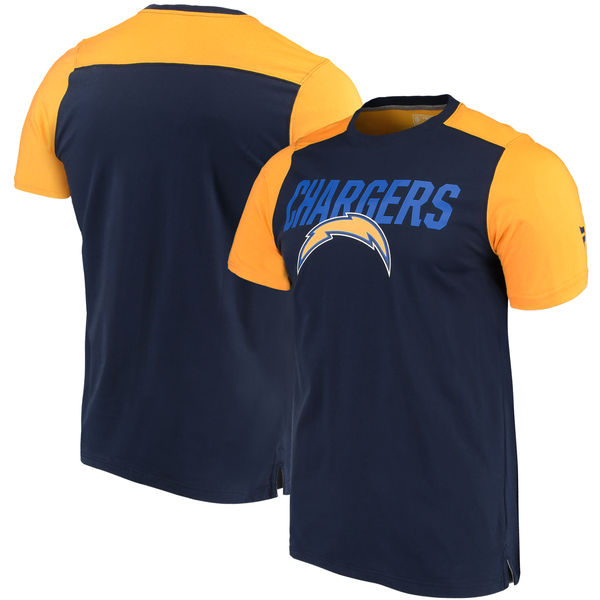Los Angeles Chargers NFL Pro Line By Fanatics Branded Iconic Color Blocked T-Shirt Navy Gold