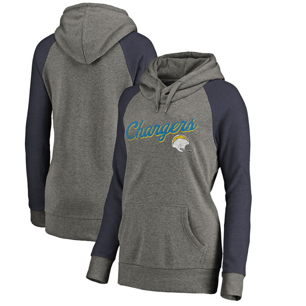 Los Angeles Chargers NFL Pro Line By Fanatics Branded Women's Timeless Collection Rising Script Plus Size Tri-Blend Hoodie Ash Los Angeles Chargers NFL Pro Line By Fanatics Branded Women's Timeless Collection Rising Script Plus Size Tri-Blend Hoodie Ash