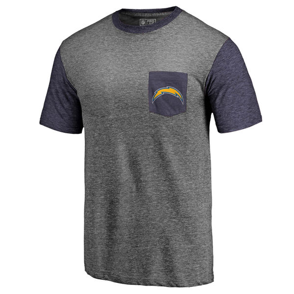 Los Angeles Chargers Pro Line By Fanatics Branded Heathered Gray Navy Refresh Pocket T-Shirt Los Angeles Chargers Pro Line By Fanatics Branded Heathered Gray Navy Refresh Pocket T-Shirt