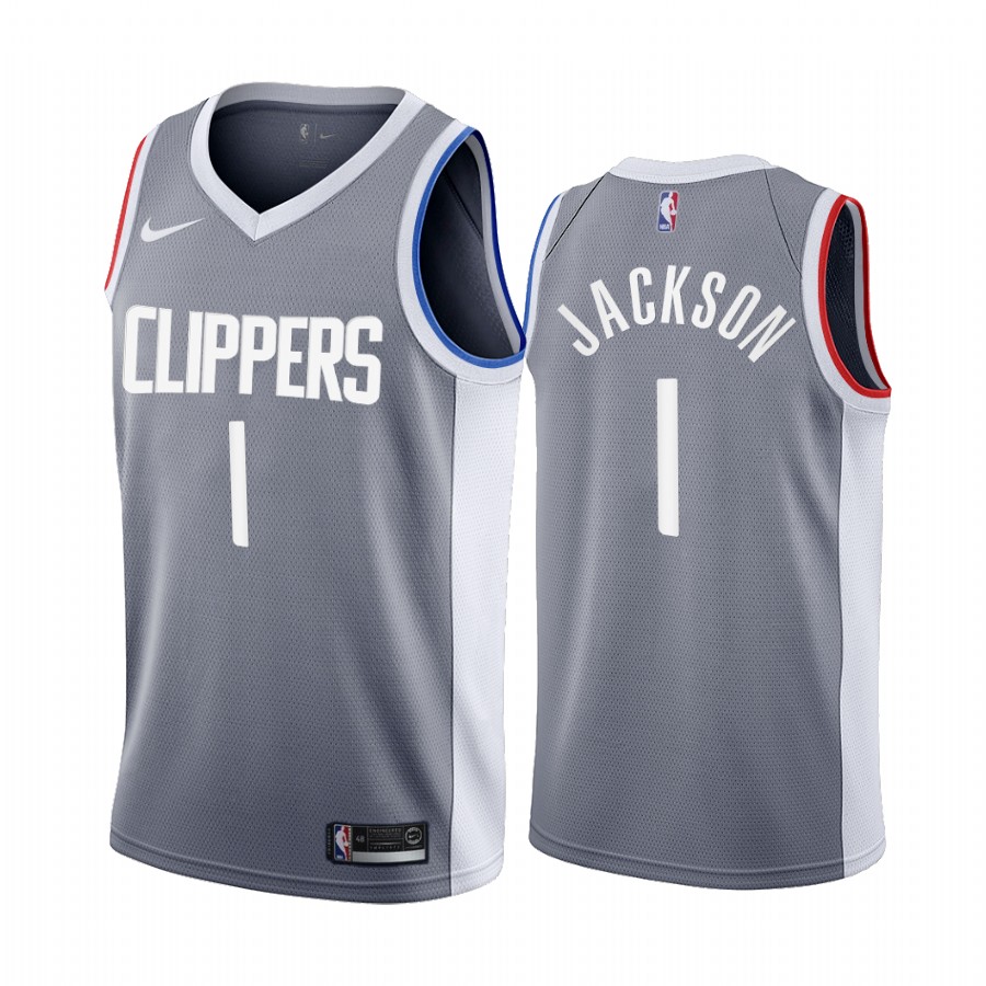Los Angeles Clippers #1 Reggie Jackson Gray NBA Swingman 2020-21 Earned Edition Jersey Los Angeles Clippers #1 Reggie Jackson Gray NBA Swingman 2020-21 Earned Edition Jersey