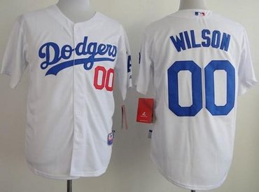 Los Angeles Dodgers #00 Brian Wilson White Cool Base Baseball Jersey