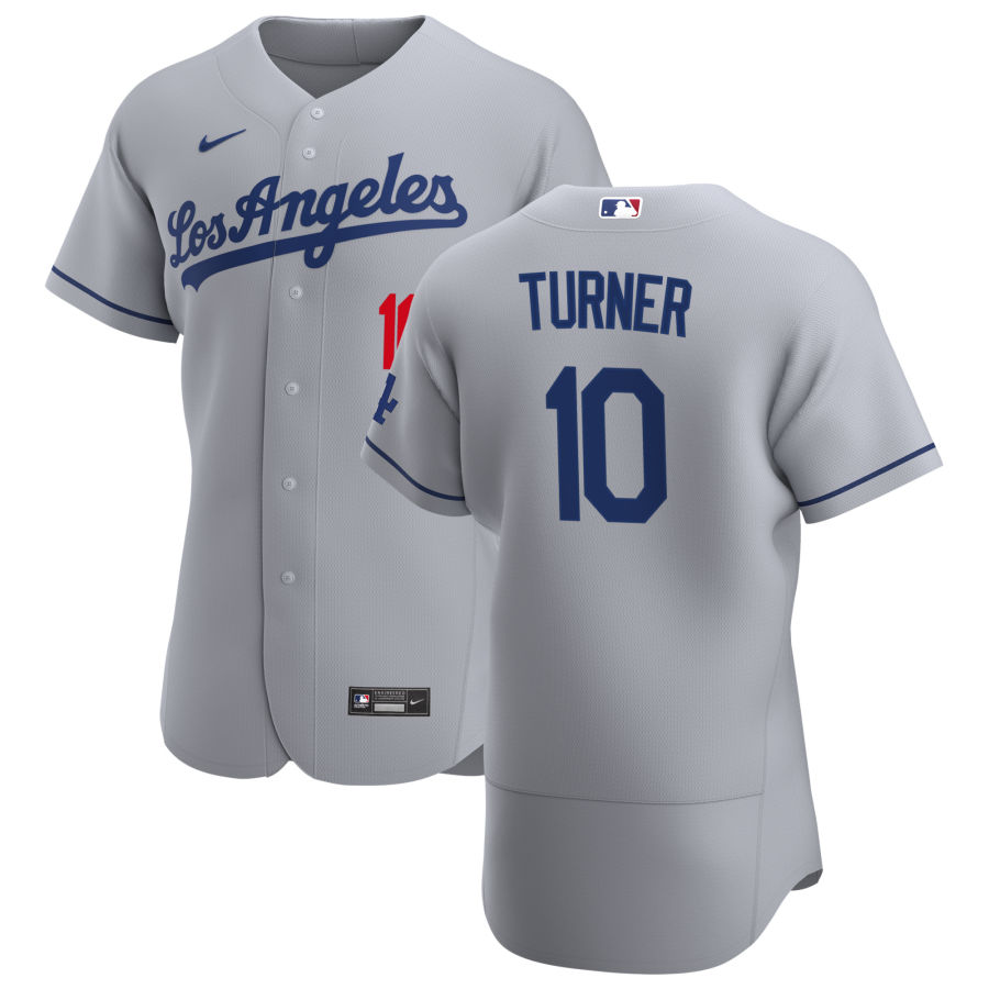 Los Angeles Dodgers #10 Justin Turner Men's Nike Gray Road 2020 Authentic Team MLB Jersey