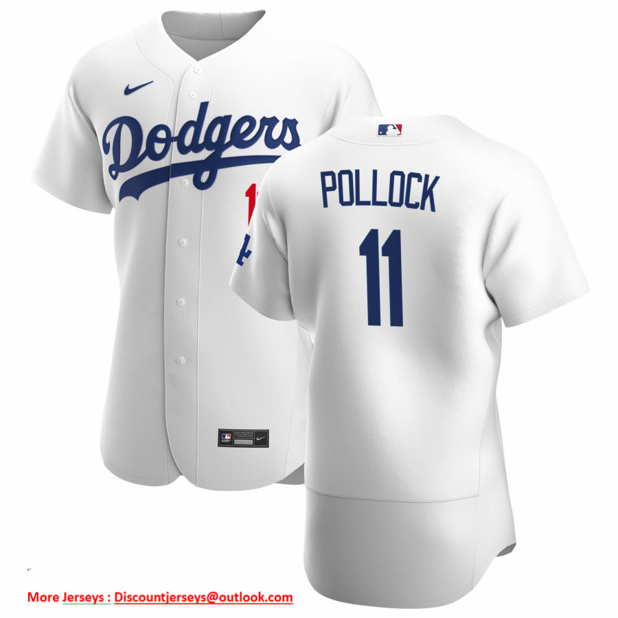 Los Angeles Dodgers #11 AJ Pollock Men's Nike White Home 2020 Authentic Player MLB Jersey
