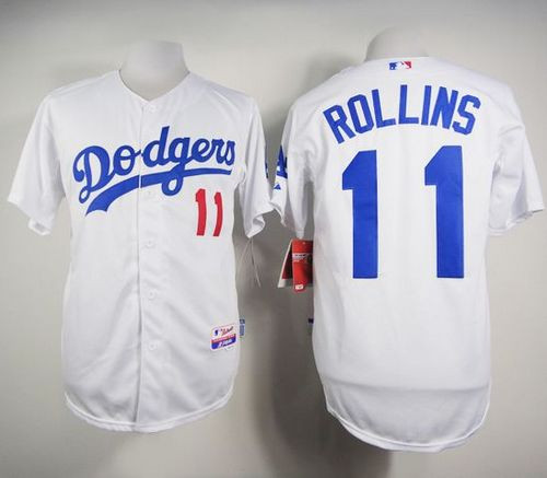 Los Angeles Dodgers #11 Jimmy Rollins White Cool Base Stitched Baseball Jersey