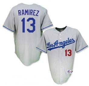 Los Angeles Dodgers #13 Hanley Ramirez Grey Road Jersey
