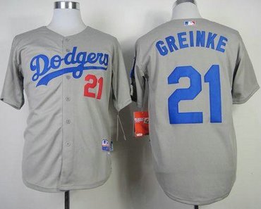 Los Angeles Dodgers #21 Zack Greinke Grey Cool Base Baseball MLB Jersey
