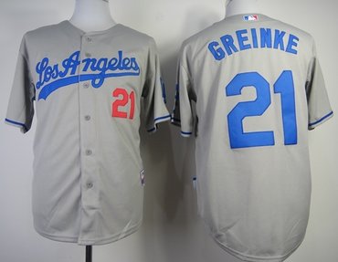 Los Angeles Dodgers #21 Zack Greinke Grey New Cool Base Stitched Baseball Jersey