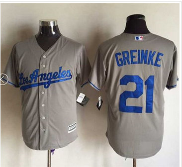 Los Angeles Dodgers #21 Zack Greinke Grey New Cool Base Stitched MLB Jersey