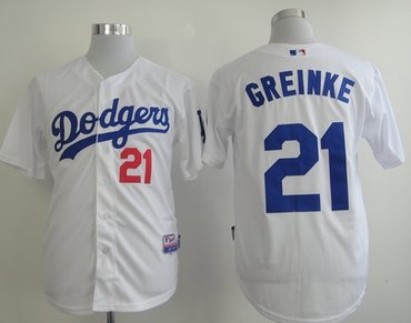Los Angeles Dodgers #21 Zack Greinke White New Cool Base Stitched Baseball Jersey