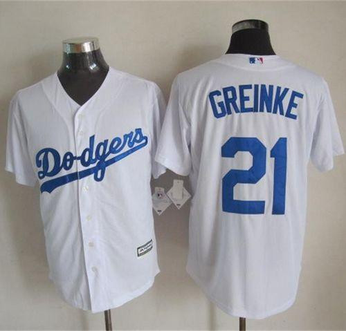 Los Angeles Dodgers #21 Zack Greinke White New Cool Base Stitched Baseball Jersey