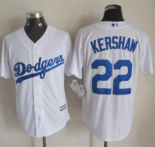 Los Angeles Dodgers #22 Clayton Kershaw White New Cool Base Stitched Baseball Jersey