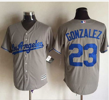 Los Angeles Dodgers #23 Adrian Gonzalez Grey New Cool Base Stitched MLB Jersey