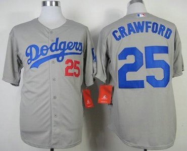 Los Angeles Dodgers #25 Carl Crawford Grey Cool Base Baseball MLB Jersey