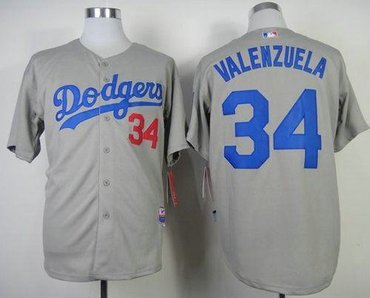 Los Angeles Dodgers #34 Fernando Valenzuela Grey Cool Base Baseball MLB Jersey
