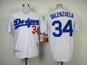 Los Angeles Dodgers #34 Fernando Valenzuela White Throwback Baseball Jersey(Mitchell And Ness 1955)